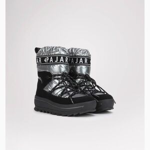 Pajar Silver and Black Galaxy Pull On Lace-Up Boots